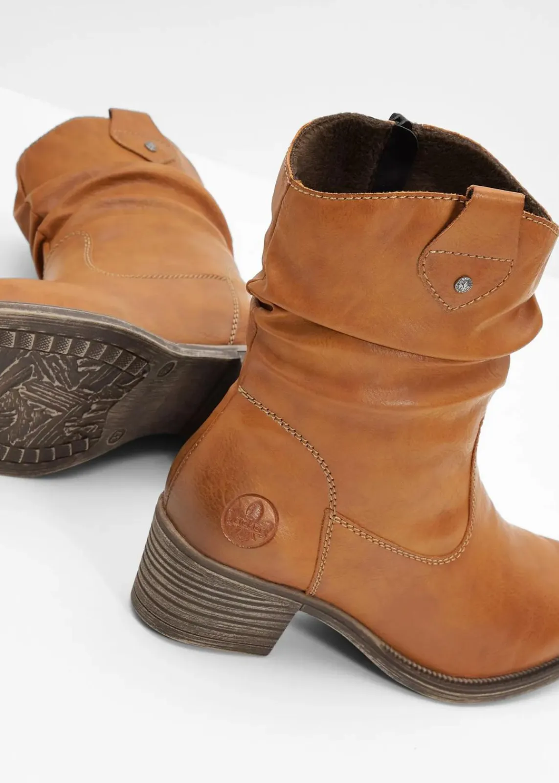 Rieker Schuhe & Accessoires In Spezialgrößen·Schuhe In Übergröße|Stiefeletten^Gefütterte Komfort-Cowboy-Boots cognac