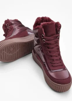 bonprix Boots|Gefütterte Winterschuhe^Gefütterte Schnürboots weinrot