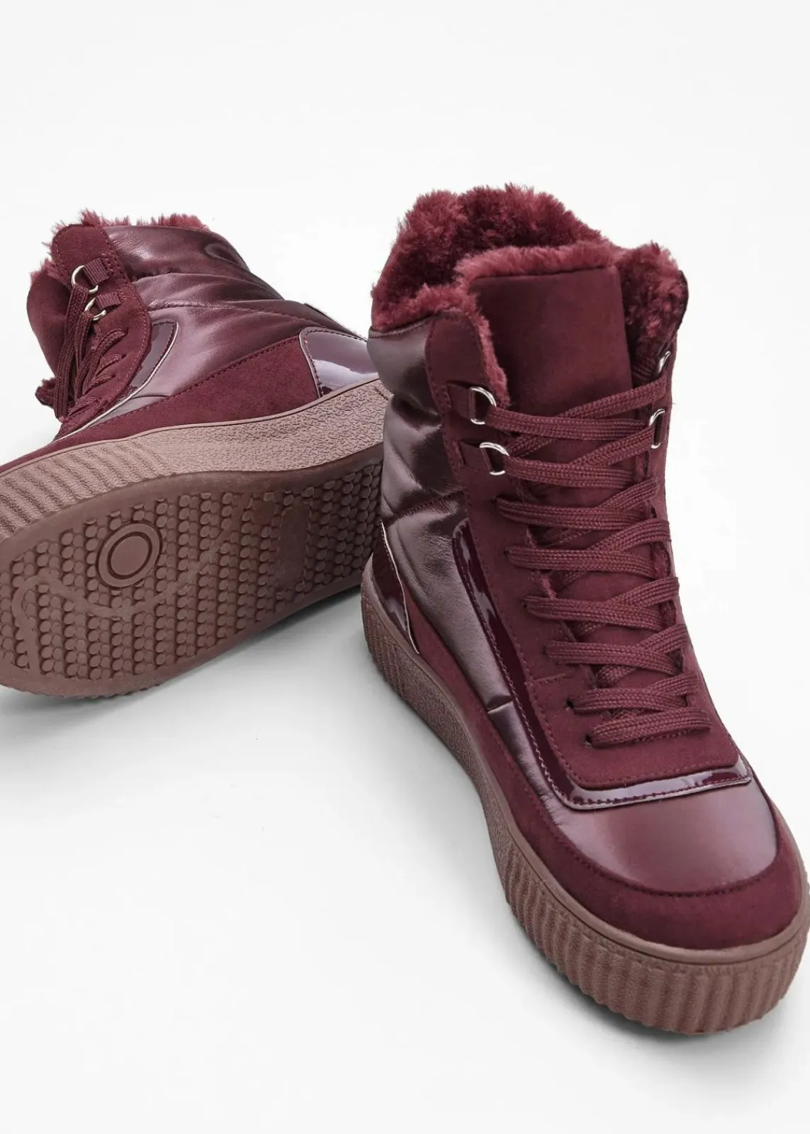bonprix Boots|Gefütterte Winterschuhe^Gefütterte Schnürboots weinrot