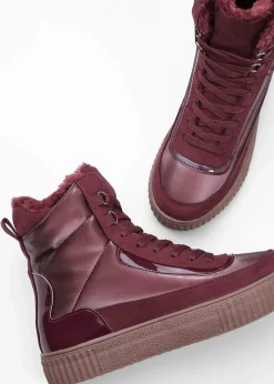 bonprix Boots|Gefütterte Winterschuhe^Gefütterte Schnürboots weinrot