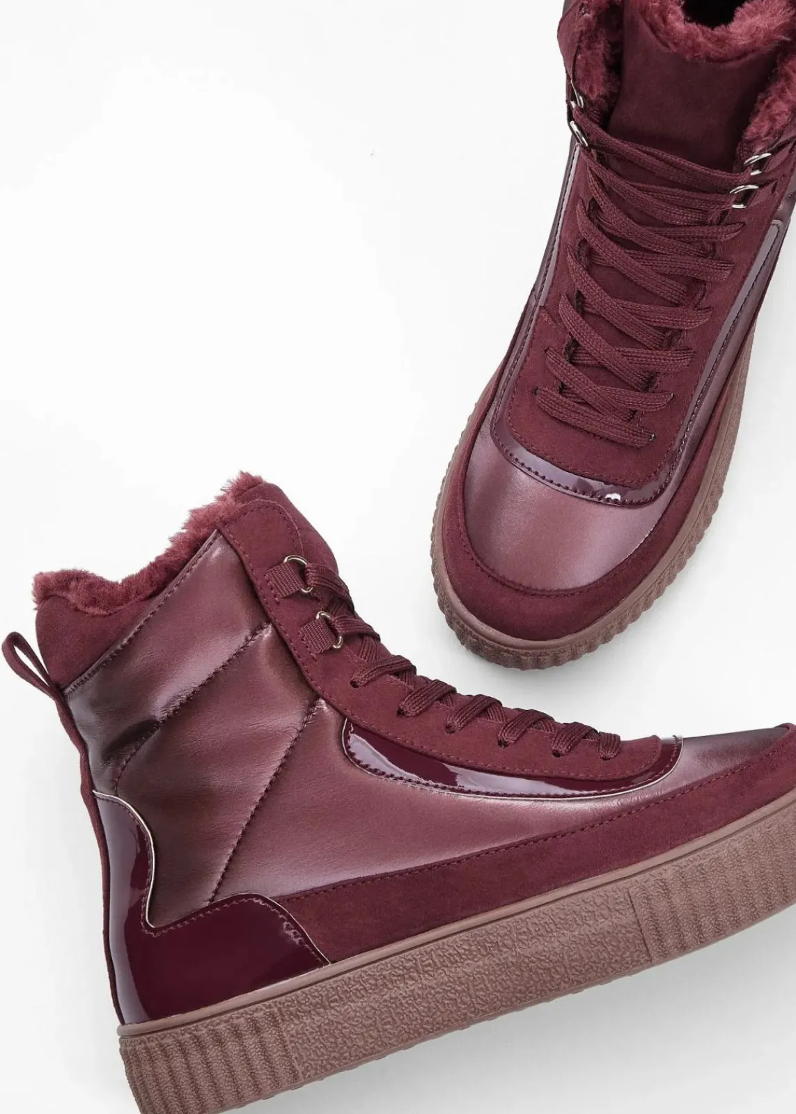 bonprix Boots|Gefütterte Winterschuhe^Gefütterte Schnürboots weinrot