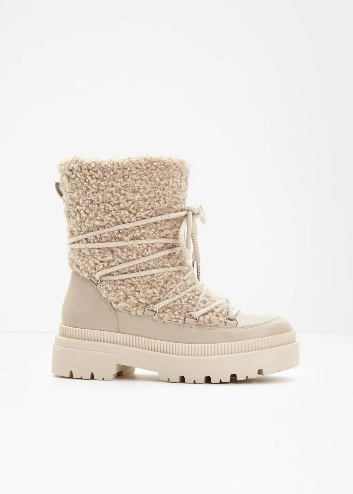 bonprix Gefütterte Winterschuhe|Boots^Gefütterte Schnürboots hellsand