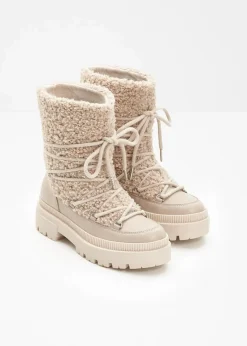 bonprix Gefütterte Winterschuhe|Boots^Gefütterte Schnürboots hellsand
