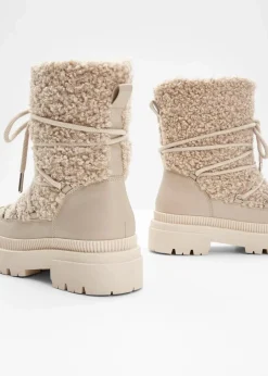 bonprix Gefütterte Winterschuhe|Boots^Gefütterte Schnürboots hellsand