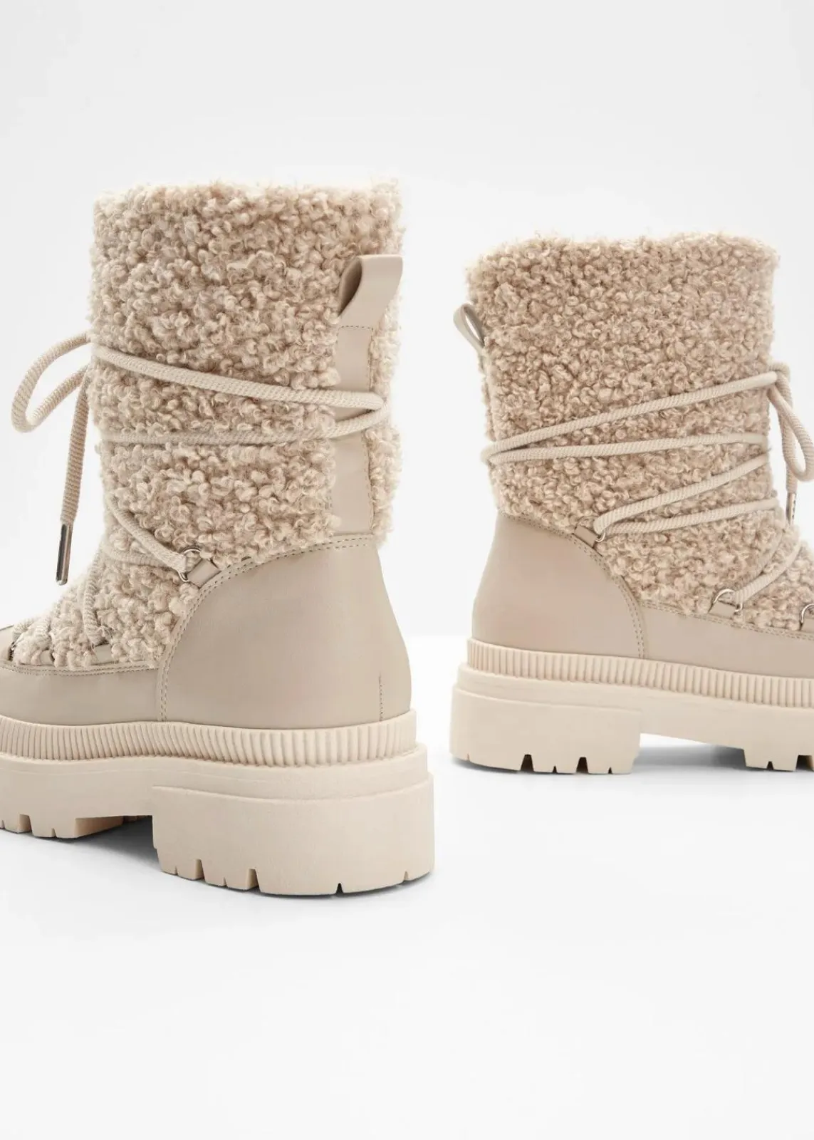 bonprix Gefütterte Winterschuhe|Boots^Gefütterte Schnürboots hellsand