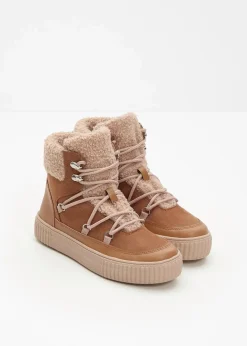 bonprix Gefütterte Winterschuhe|Boots^Gefütterte Schnürboots haselnuss