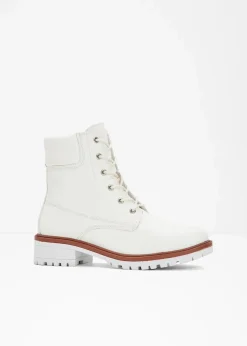 bonprix Gefütterte Winterschuhe|Boots^Gefütterte Schnürboots wollweiß