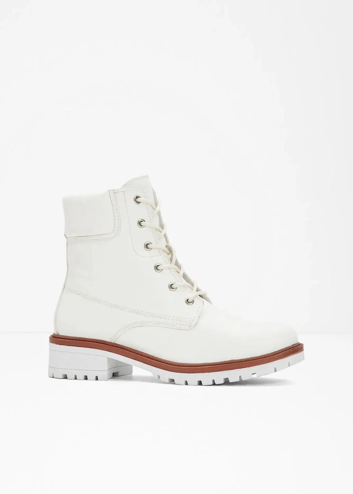 bonprix Gefütterte Winterschuhe|Boots^Gefütterte Schnürboots wollweiß