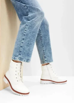 bonprix Gefütterte Winterschuhe|Boots^Gefütterte Schnürboots wollweiß