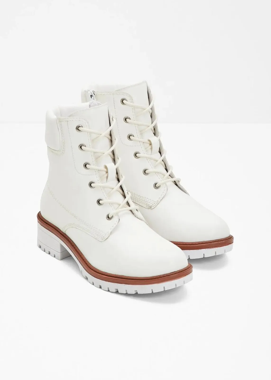 bonprix Gefütterte Winterschuhe|Boots^Gefütterte Schnürboots wollweiß