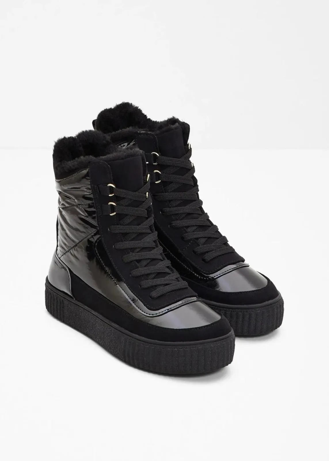 bonprix Komfortschuhe|Gefütterte Winterschuhe^Gefütterte Schnürboots schwarz