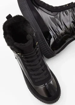bonprix Komfortschuhe|Gefütterte Winterschuhe^Gefütterte Schnürboots schwarz
