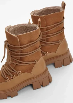 bonprix Gefütterte Winterschuhe|Boots^Gefütterte Schnürboots haselnuss