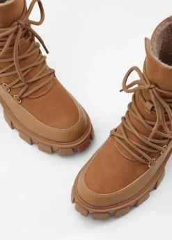 bonprix Gefütterte Winterschuhe|Boots^Gefütterte Schnürboots haselnuss