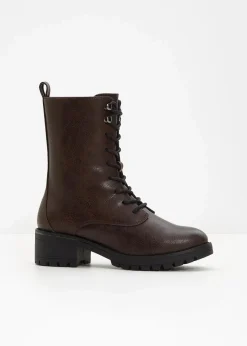 bonprix Gefütterte Winterschuhe|Boots^Gefütterte Schnürboots dunkelbraun