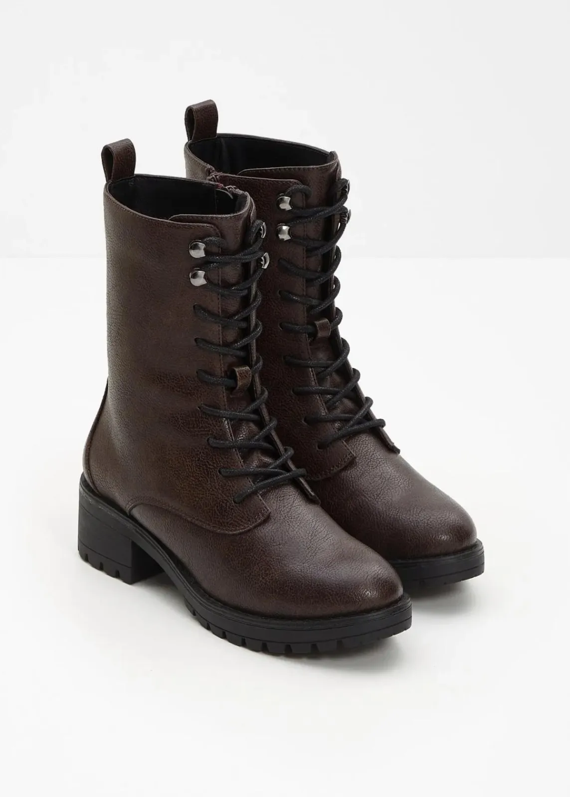 bonprix Gefütterte Winterschuhe|Boots^Gefütterte Schnürboots dunkelbraun