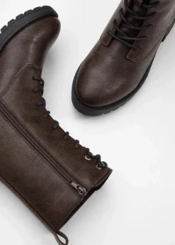 bonprix Gefütterte Winterschuhe|Boots^Gefütterte Schnürboots dunkelbraun