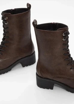 bonprix Gefütterte Winterschuhe|Boots^Gefütterte Schnürboots dunkelbraun