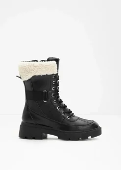 bonprix Gefütterte Winterschuhe|Boots^Gefütterte Schnürboots schwarz