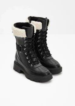 bonprix Gefütterte Winterschuhe|Boots^Gefütterte Schnürboots schwarz