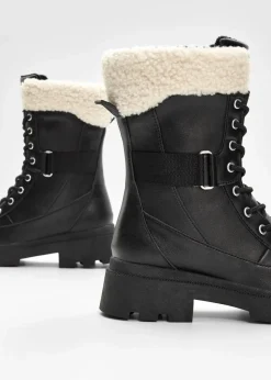 bonprix Gefütterte Winterschuhe|Boots^Gefütterte Schnürboots schwarz
