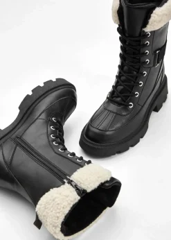 bonprix Gefütterte Winterschuhe|Boots^Gefütterte Schnürboots schwarz