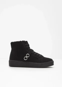 bonprix Gefütterte Winterschuhe|Boots^Gefütterte Schnürboots schwarz