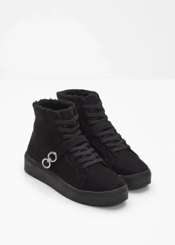 bonprix Gefütterte Winterschuhe|Boots^Gefütterte Schnürboots schwarz
