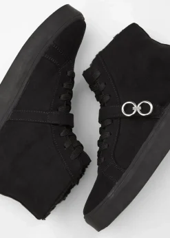 bonprix Gefütterte Winterschuhe|Boots^Gefütterte Schnürboots schwarz