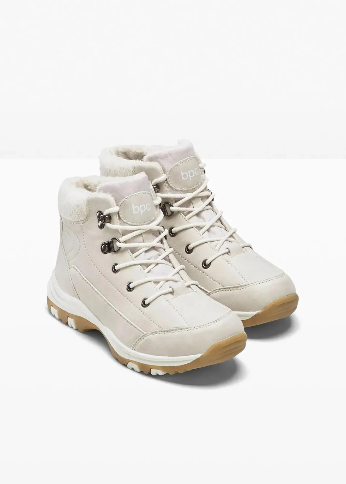 bonprix Gefütterte Winterschuhe|Boots^Gefütterte Schnürboots beige