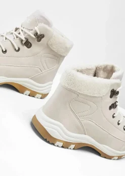 bonprix Gefütterte Winterschuhe|Boots^Gefütterte Schnürboots beige