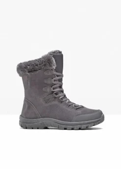 bonprix Mädchen·Stiefel & Stiefeletten|Komfortschuhe^Gefütterte Schnürboots mit Tex-Membran dunkelgrau