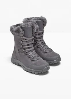 bonprix Mädchen·Stiefel & Stiefeletten|Komfortschuhe^Gefütterte Schnürboots mit Tex-Membran dunkelgrau