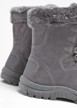 bonprix Mädchen·Stiefel & Stiefeletten|Komfortschuhe^Gefütterte Schnürboots mit Tex-Membran dunkelgrau