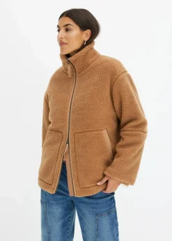 bonprix Nachhaltigere Materialien|Jacken & Mäntel^Gefütterte Teddy-Fleece Jacke camel