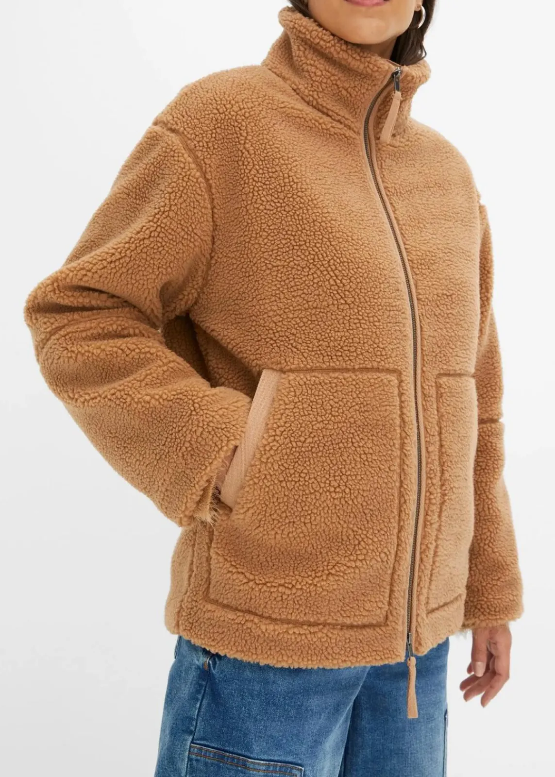 bonprix Nachhaltigere Materialien|Jacken & Mäntel^Gefütterte Teddy-Fleece Jacke camel