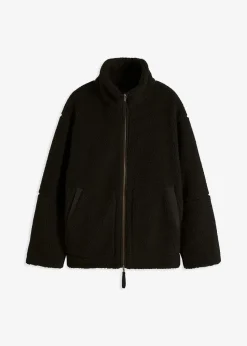 bonprix Nachhaltigere Materialien|Jacken & Mäntel^Gefütterte Teddy-Fleece Jacke schwarz
