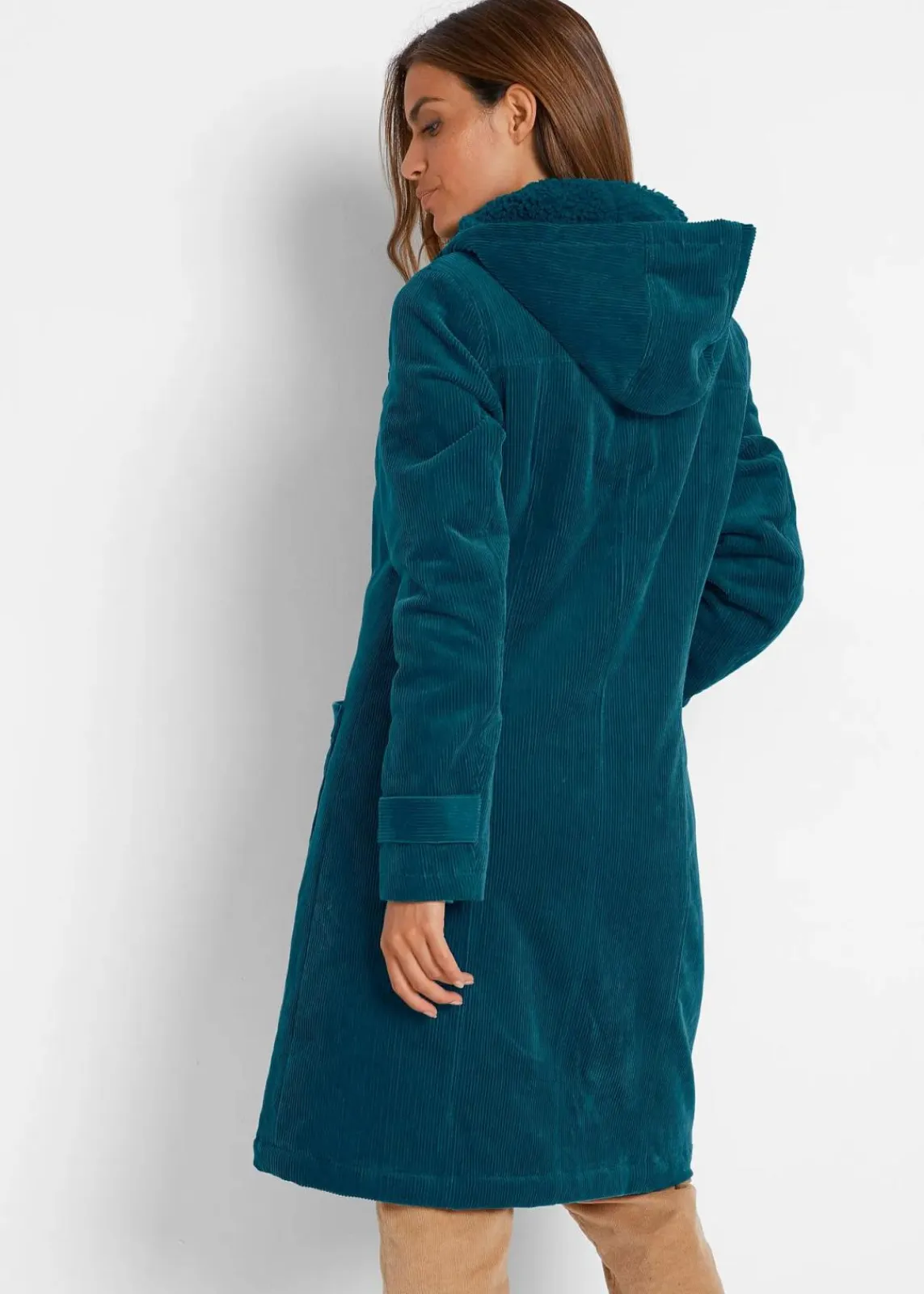 bonprix Bekleidung·Hosen^Gefütterter Cord-Dufflecoat blaupetrol