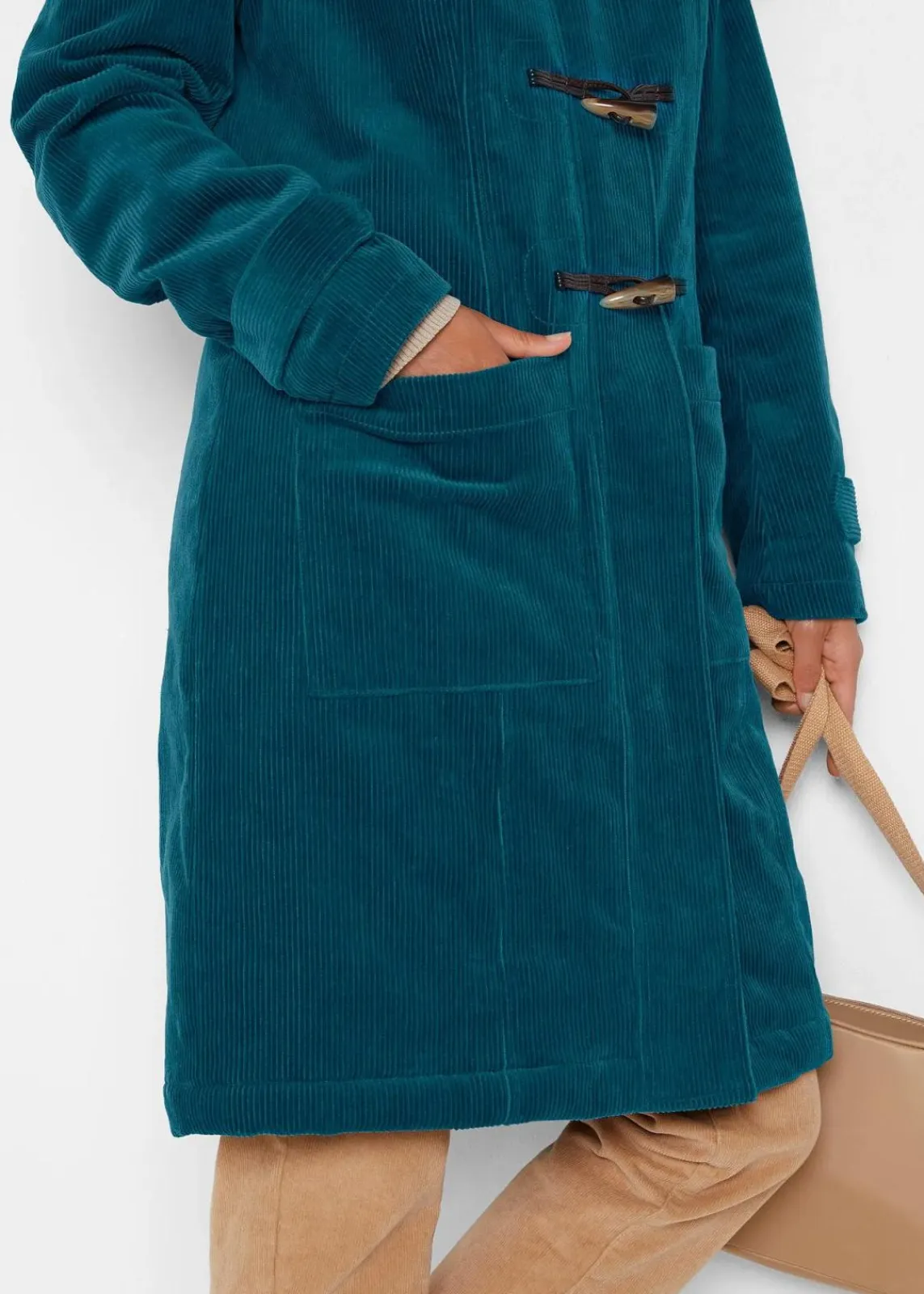 bonprix Bekleidung·Hosen^Gefütterter Cord-Dufflecoat blaupetrol