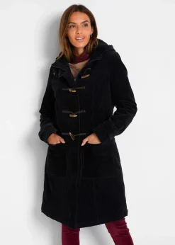 bonprix Bekleidung·Hosen^Gefütterter Cord-Dufflecoat schwarz