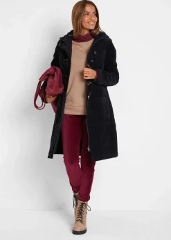 bonprix Bekleidung·Hosen^Gefütterter Cord-Dufflecoat schwarz
