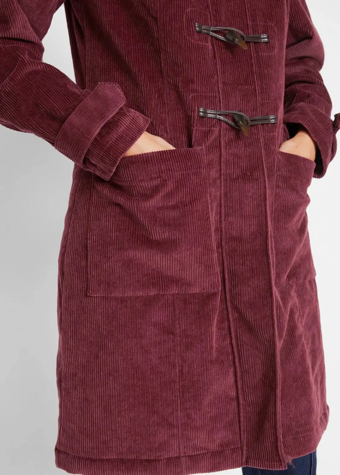 bonprix Bekleidung·Hosen^Gefütterter Cord-Dufflecoat ahornrot