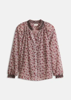 bonprix Bekleidung·Jacken & Mäntel|Blusen & Tuniken^Gemusterte Chiffon-Bluse mit Stickerei wollweiß bedruckt
