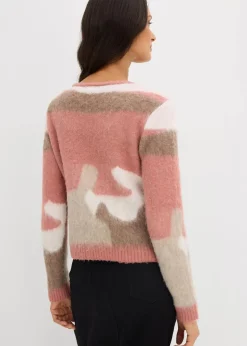 bonprix Bekleidung·Umstandsmode|Bekleidung·Jeans^Gemusterte Strickjacke mit Knopfleiste rosa graphisch