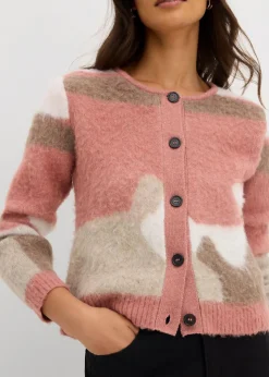bonprix Bekleidung·Umstandsmode|Bekleidung·Jeans^Gemusterte Strickjacke mit Knopfleiste rosa graphisch