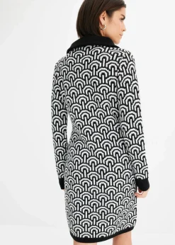 bonprix Strickmode|Kleider^gemustertes Strickkleid schwarz/weiß graphisch