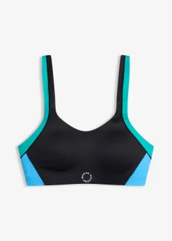 bonprix Wäsche·Bhs|Bhs^Gepolsterter Sport-BH mit mittlerem Halt schwarz/smaragd/brilliantblau