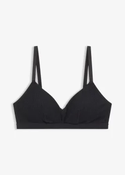 bonprix Wäsche·Baumwollunterwäsche|Nachhaltigere Materialien^Gepolstertes Bralette ohne Bügel aus gerippter Bio-Baumwolle schwarz