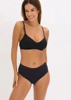 bonprix Wäsche·Baumwollunterwäsche|Nachhaltigere Materialien^Gepolstertes Bralette ohne Bügel aus gerippter Bio-Baumwolle schwarz