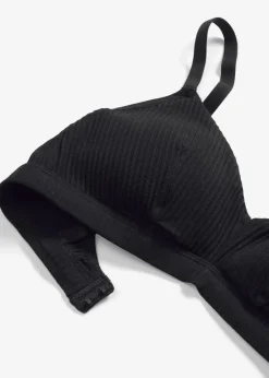 bonprix Wäsche·Baumwollunterwäsche|Nachhaltigere Materialien^Gepolstertes Bralette ohne Bügel aus gerippter Bio-Baumwolle schwarz